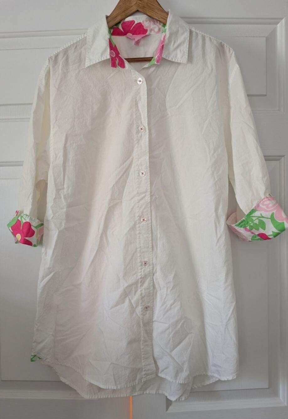 Lilly Pulitzer White Flip Cuff Tunic Top